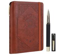 TIEFOSSI Taccuino a righe per donne e uomini, diario in pelle con penna, quaderno A5 con copertina rigida a forma di malocchio per il lavoro, il diario, i viaggi e la scuola, 14,8 x 21 cm