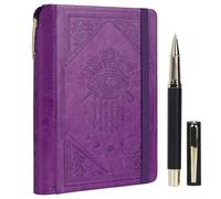 TIEFOSSI Taccuino a righe per donne e uomini, diario in pelle con penna, quaderno A5 con copertina rigida a forma di malocchio per il lavoro, il diario, i viaggi e la scuola, 14,8 x 21 cm