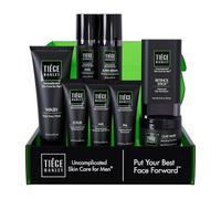 Tiege Hanley Set per la cura della pelle da uomo, routine di ringiovanimento, livello di sistema 5, lavaggio viso, scrub, idratanti, crema per gli occhi, siero, maschera di argilla e stick al retinolo