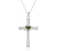 Tiehuoxia Collana con ciondolo a forma di croce religiosa in argento Sterling, gioiello per battesimo, regalo per donne e uomini, 18+2, Argento sterling, Pietra di luna