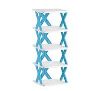 Tielag Scarpiera a 4 livelli, scarpiera sottile, impilabile, scarpiera organizer per scarpe per tacchi alti, scarpe sportive, blu