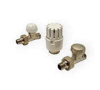 TIEMME VALVOLA DRITTA CON TESTA TERMOSTATICA DETENTORE 3/8G - 1/2X16 RADIATORE