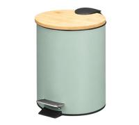 TIENDA EURASIA - Cestino bagno | metallo + coperchio in bambù | capacità 3 l | misure 17 x 21 x 23,5 cm e secchio interno 16,8 x 16,8 x 18,2 | con pedale (verde menta)