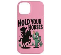 Tieni a freno i cavalli Umorismo divertente con cowboy e cac Custodia per iPhone 14