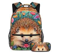 Tieni i tuoi oggetti essenziali in un unico posto, zaino con astuccio, il set di zaini per la scuola definitivo per studenti, coniglio disegno a colori, Multicolore#03, B：29.4x20x40cm P：19x7.5x3.8cm,