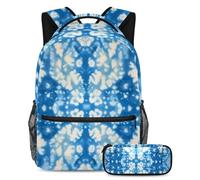 Tieni i tuoi oggetti essenziali in un unico posto, zaino con astuccio, il set di zaini per la scuola definitivo per studenti, colore verde tie dye, Multicolore#07, B：29.4x20x40cm P：19x7.5x3.8cm,