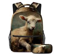 Tieni i tuoi oggetti essenziali in un unico posto, zaino con astuccio, il set di zaini per la scuola definitivo per studenti, motivo piccione vintage, Multicolore#05, B：29.4x20x40cm P：19x7.5x3.8cm,