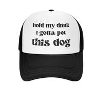 Tieni Il Mio Drink Devo accarezzare Questo Cappello per Cani - Cappello Nero per amatori di Animali - Dog Park Umorismo Regalo Snapback Regolabile in Rete Traspirante