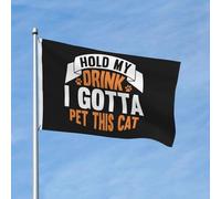 Tieni il mio drink, devo accarezzare questo gatto, bandiere da 3x5 piedi, striscioni bifacciali, benvenuto, bandiera da giardino, vivace decorazione da parete per la stanza del college