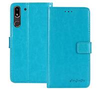 TienJueShi Blu Premium Retro Stand Portafoglio TPU Silicone Caso per Doro 8050 5.7 inch in Pelle Case Copertina Custodia Protettiva Cover