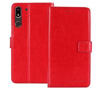 TienJueShi Rosso Premium Retro Stand Portafoglio TPU Silicone Caso per Doro 8050 5.7 inch in Pelle Case Copertina Custodia Protettiva Cover