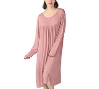 TienNew Camicia da Notte Donna Cotone Vestaglia Manica Lunga Taglie Forti Girocollo Sexy Elegante Comodo 3XL-7XL