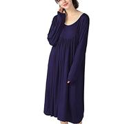 TienNew Camicia da Notte Donna Cotone Vestaglia Manica Lunga Taglie Forti Girocollo Sexy Elegante Comodo 3XL-7XL