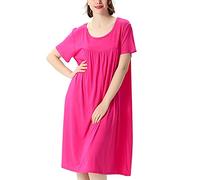 TienNew Camicia da Notte Donna Estivo, Pigiama Cotone da Donna,Vestito Gonna Casual Girocollo, Camicia da Notte Taglie Forti 2XL-7XL