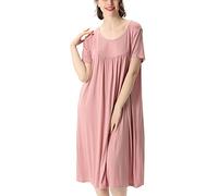 TienNew Camicia da Notte Donna Estivo, Pigiama Cotone da Donna,Vestito Gonna Casual Girocollo, Camicia da Notte Taglie Forti 2XL-7XL