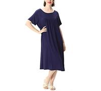 TienNew Camicia da Notte Donna Estivo, Pigiama Cotone da Donna,Vestito Gonna Casual Girocollo, Camicia da Notte Taglie Forti 2XL-7XL