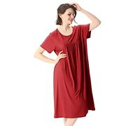 TienNew Camicia da Notte Donna Estivo, Pigiama Cotone da Donna,Vestito Gonna Casual Girocollo, Camicia da Notte Taglie Forti 2XL-7XL
