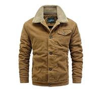 TienNew Giacca Uomo in Velluto a Coste Foderata Spessa Giubbotto da Uomo Leggero Giacca Militare Comodo Giacca Casual Autunno Aviatore Invernale (Khaki,XXL)