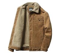 TienNew Giacca Uomo in Velluto a Coste Foderata Spessa Uomo Giacca da Camionista Foderata Sherpa in Velluto a Coste Casual Cappotto Capispalla Calda Invernale Giacca (Marrone,XXL)