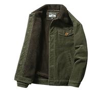 TienNew Giacca Uomo in Velluto a Coste Foderata Spessa Uomo Giacca da Camionista Foderata Sherpa in Velluto a Coste Casual Cappotto Capispalla Calda Invernale Giacca (Verde,XL)