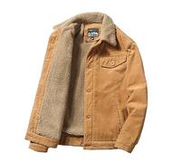 TienNew Giacca Uomo in Velluto a Coste Foderata Spessa Uomo Giacca da Camionista Foderata Sherpa in Velluto a Coste Casual Cappotto Capispalla Calda Invernale Giacca (Khaki,4XL)