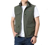 TienNew Gilet da uomo ad asciugatura rapida, Gilet da pesca, con cappuccio, multifunzione, con molte tasche, per pesca, caccia, campeggio M-4XL