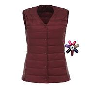 TienNew Gilet Piumino Smanicato Donna Leggero Gilet Piuma Donna Giubbotto Giubbino Smanicato Donna Piumini Giacca Gilet Piumino Puffer Piume Senza Maniche Donna Invernali Down Vest (M,Rosso 01)