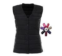 TienNew Gilet Piumino Smanicato Donna Leggero Gilet Piuma Donna Giubbotto Giubbino Smanicato Donna Piumini Giacca Gilet Piumino Puffer Piume Senza Maniche Donna Invernali Down Vest (L,Nero)