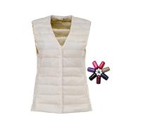 TienNew Gilet Piumino Smanicato Donna Leggero Gilet Piuma Donna Giubbotto Giubbino Smanicato Donna Piumini Giacca Gilet Piumino Puffer Piume Senza Maniche Donna Invernali Down Vest (XL,Bianco)