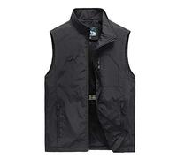 TienNew Gilet Sportivo Uomo Multitasche Esterno Ad Asciugatura Rapida Gilet Senza Maniche con Collo Alto, da esterni