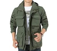 TienNew Giubbotto da Uomo Giacca a Multi-Tasca Giubbotti Quattro Stagioni Giubbotto da Lavoro Impermeabile Giacca Trekking Tattico Militare con Cappuccio per Caccia