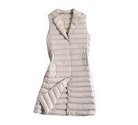 TienNew Piumino Lungo Donna Giacca Piumino Senza Maniche Caldo Invernale Parka Slim Fit Leggero Ripiegabile Gilet Cappotto (S,Beige)