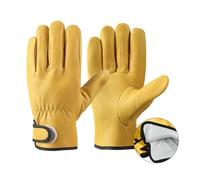 TIEOAXFT 1 Paio di Guanti da Lavoro Protezione di Sicurezza Guanto da Meccanico di Sicurezza Morbida Pelle di Pecora for la Guida Caccia Fattoria Giardino Saldatura(Yellow with Lining)