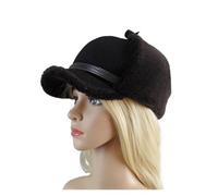 TIEOAXFT 2024 Donne Vera Pelliccia Cappello di Lana Agnello Inverno Bomber Cappelli for La Signora Paraorecchie Lusso Caldo Colbacco Russo Berretto da Neve(Dark Brown,59cm)