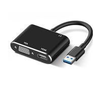 TIEOAXFT Adattatore USB 3.0 compatibile con VGA 4K e hub splitter for computer desktop, laptop, PC, monitor, proiettore