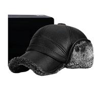 TIEOAXFT Berretto da Baseball Invernale Mantieni Caldo più Ispessimento Velluto Cappello for papà Anziano Protezione for Le Orecchie Uomo in Pelle Antivento Trucker Outdoor(Gray)