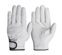TIEOAXFT Guanti da Lavoro in Pelle di Vacchetta Lavoratori Lavoro Saldatura Protezione di Sicurezza Giardino Sport Motociclista Guanti Resistenti all'Usura(White,L)