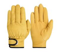 TIEOAXFT Guanti da Lavoro in Pelle di Vacchetta Lavoratori Lavoro Saldatura Protezione di Sicurezza Giardino Sport Motociclista Guanti Resistenti all'Usura(Yellow,M)