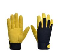 TIEOAXFT Guanti da Lavoro Lavoratori in Pelle di Vacchetta Lavoro Saldatura Protezione di Sicurezza Giardino Sport Motociclista Guanti Resistenti all'Usura(Yellow,L)