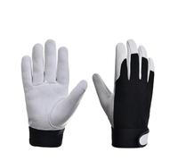TIEOAXFT Guanti da Lavoro Lavoratori in Pelle di Vacchetta Lavoro Saldatura Protezione di Sicurezza Giardino Sport Motociclista Guanti Resistenti all'Usura(Gray,XL)