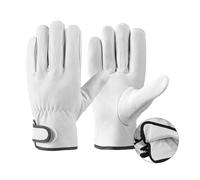 TIEOAXFT Guanti da Lavoro Morbida Pelle di Pecora Autista Caccia Guida Fattoria Giardino Saldatura Protezione di Sicurezza Guanto Meccanico di Sicurezza(White with Lining)