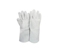 TIEOAXFT Guanti for Saldatura, Guanti protettivi in Pelle Bovina for Saldatore, Isolamento Termico, antiscottatura e Resistenti alle Alte Temperature(Leather Canvas Cuffs)