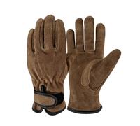 TIEOAXFT Guanti in Pelle da Lavoro, Gants de Travail Cuir, Guanti da Saldatura, Guanti da Lavoro da Uomo(Brown Double Layer,XL)