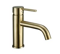 TIEOAXFT Promozioni rubinetti for lavabo Rubinetto for Bagno Miscelatore for lavabo Rotondo Nero Opaco Oro Rosa Rubinetto for lavabo Piccolo for Bagno(Brush Gold)