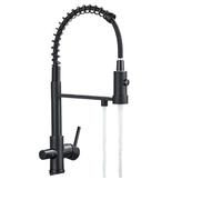 TIEOAXFT Rubinetto da Cucina con Filtro Estraibile, 3 Vie, rubinetti for Acqua Potabile Pura, Miscelatore for Acqua purificata in Ottone a 360°, Flessibile(Matte Black)