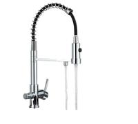 TIEOAXFT Rubinetto da Cucina con Filtro Estraibile, 3 Vie, rubinetti for Acqua Potabile Pura, Miscelatore for Acqua purificata in Ottone a 360°, Flessibile(Chrome)