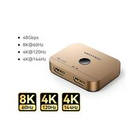 TIEOAXFT Switcher 2.1 8K 60Hz 4K120Hz bidirezionale in out for TV PS5 4 Monitor Splitter compatibile(HDMI 2.1-Golden)