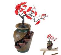 Tier Vase Fountain- 4 Tier Bonsai Tabletop Waterfall, Indoor Flowing Desktop Ornament with Artificial Tree | Zen Relaxation Decor, 15,7 Inch Pool Display For Bedroom Living Room