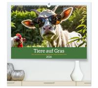Tiere auf Gras - Der verrückte Cannabis-Kalender voller bekiffter Tiere (hochwertiger Premium Wandkalender 2026 DIN A2 quer), Kunstdruck in Hochglanz: ... Humor und chilligen Motiven fürs ganze Jahr.