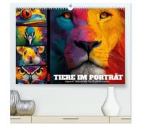 Tiere im Porträt - Aquarell Tierkalender für die ganze Familie (hochwertiger Premium Wandkalender 2026 DIN A2 quer), Kunstdruck in Hochglanz: ... Tierwelt für Zuhause und Büro.